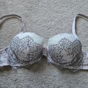 Victoria's Secret White and Black Lace Bra